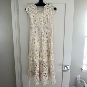 Sea Cream Lace Midi Dress